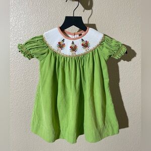 Banana Split Vibrant Green Kids Dress with Embroidery